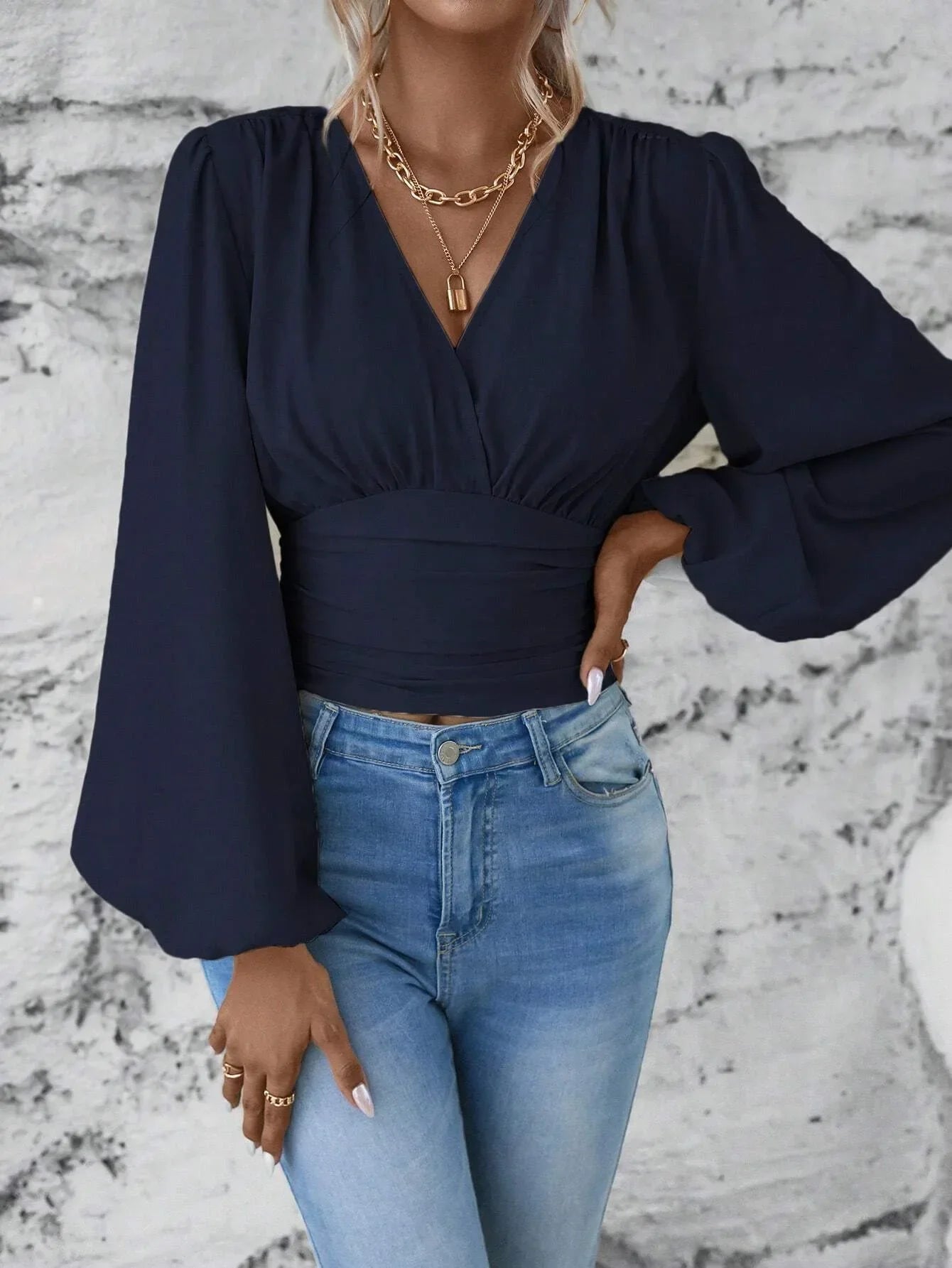 Women Elastic Narrow Waist Shirt