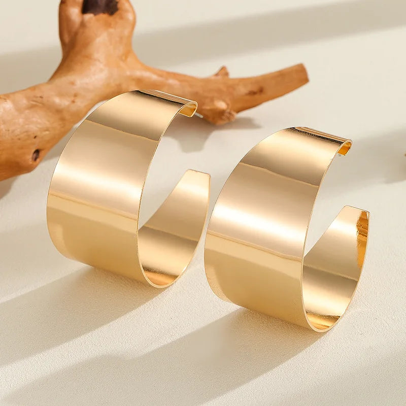 Chic Hollow Gold Color Hoop Earrings