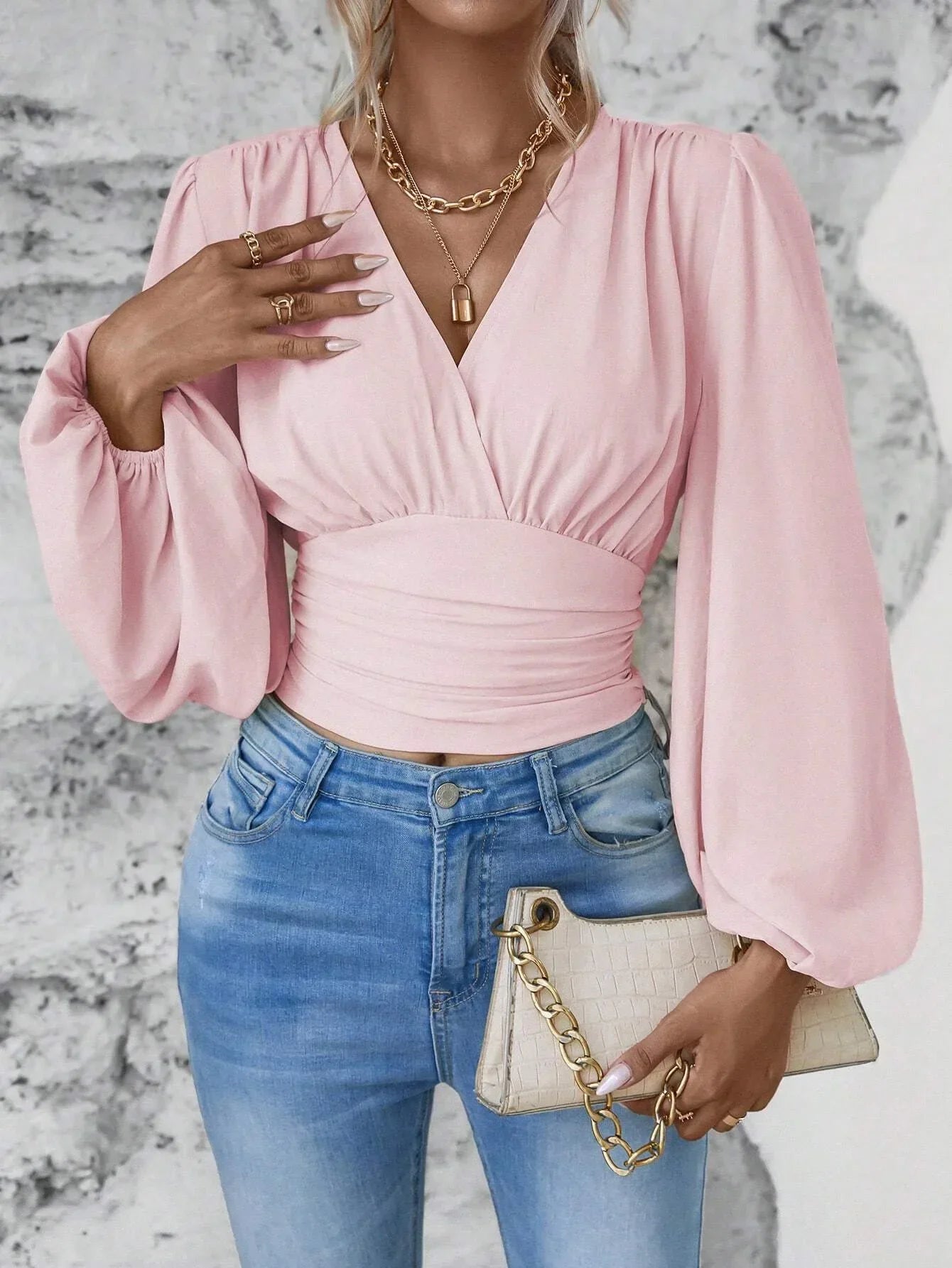 Women Elastic Narrow Waist Shirt