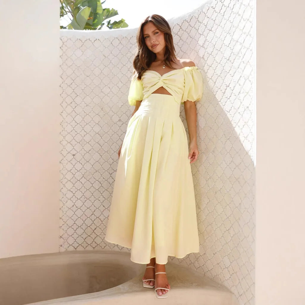 Hollow Out Vacation Style Mid Length Dress