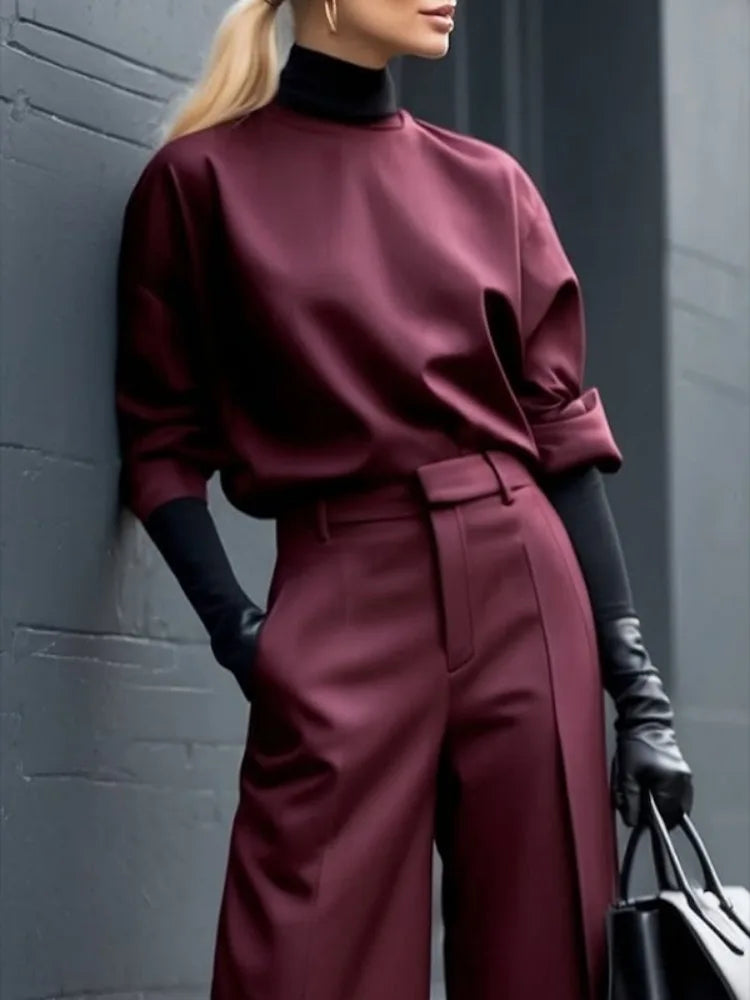 Burgundy Round Neck Half Sleeve Top