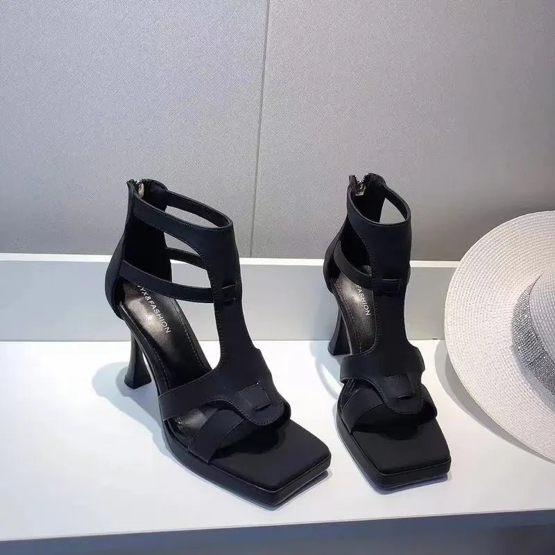 Summer High Heels Square Toe Sandals