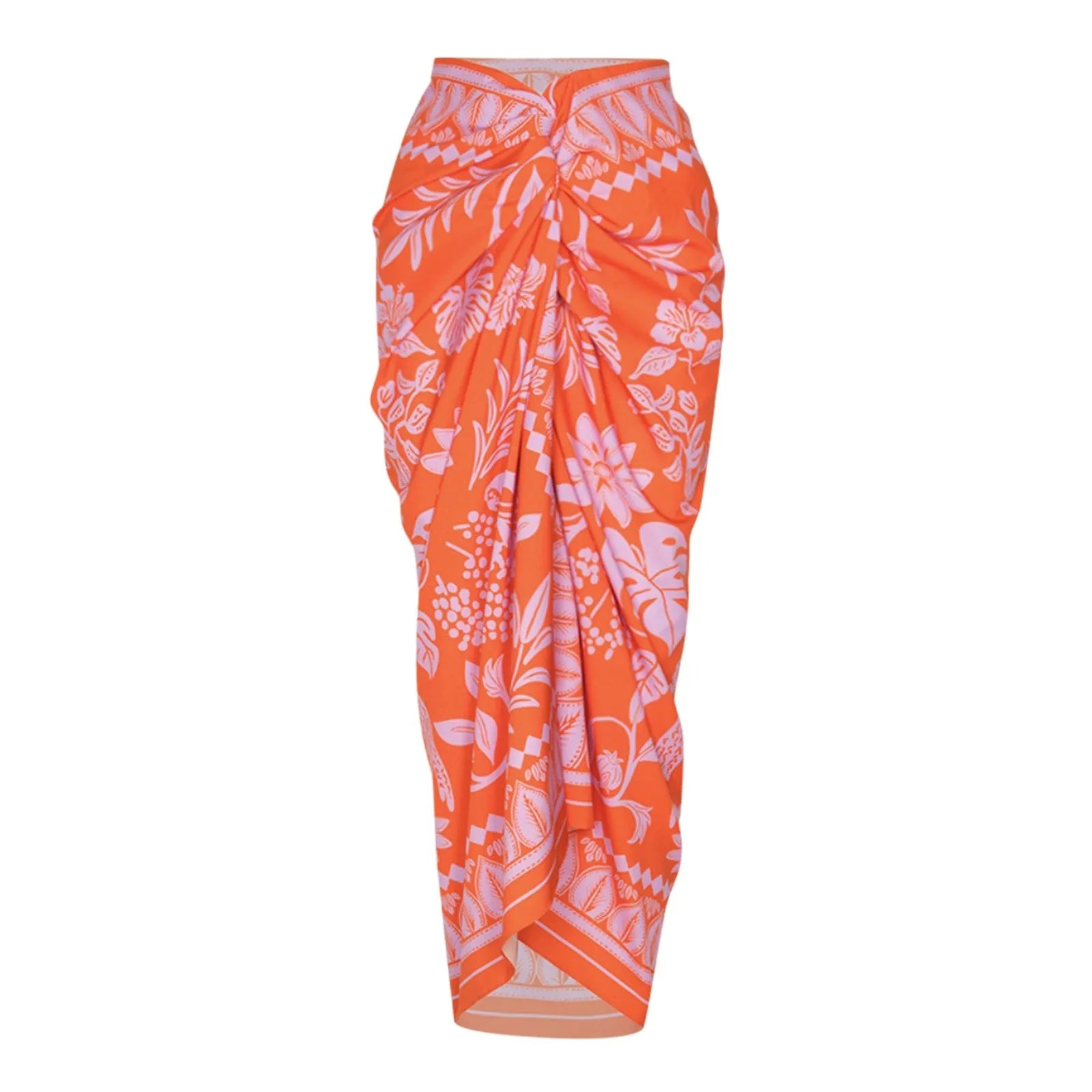 Women One Shoulder Swimsuit With Printed Cover Up Dress