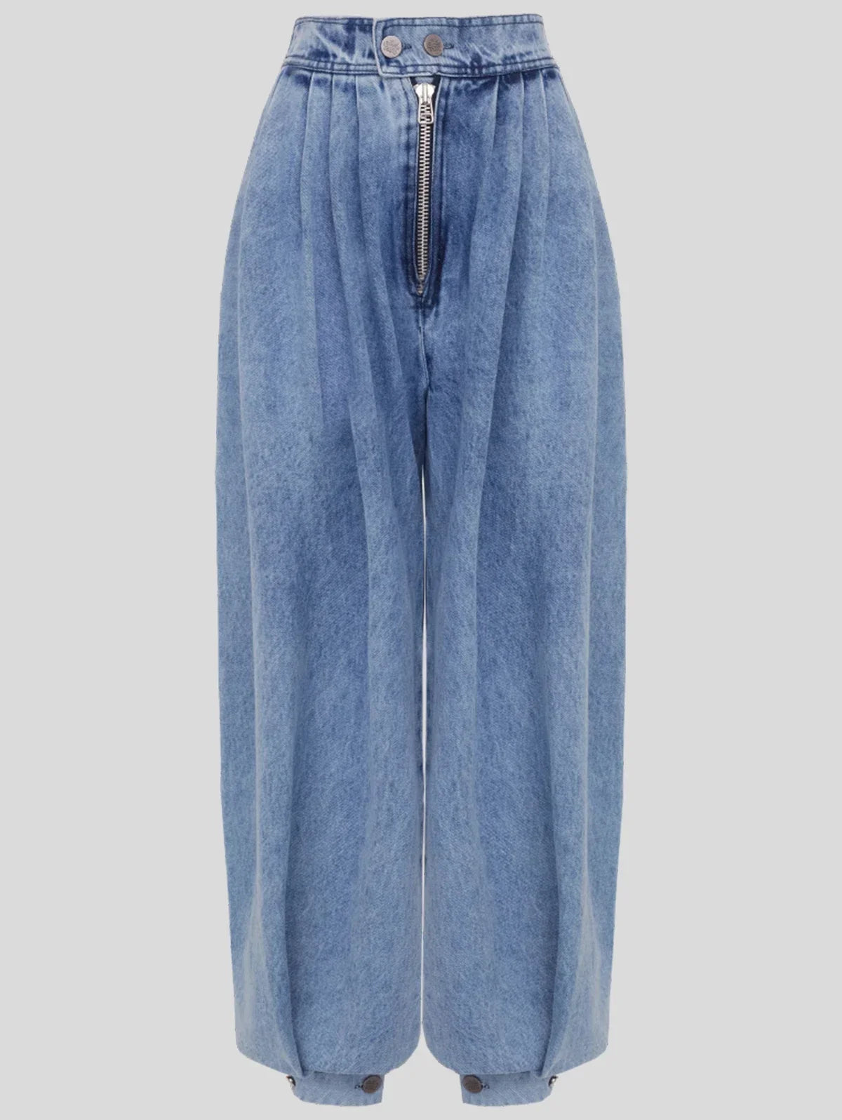 High Waist Zipper Denim Loose Harem Pants