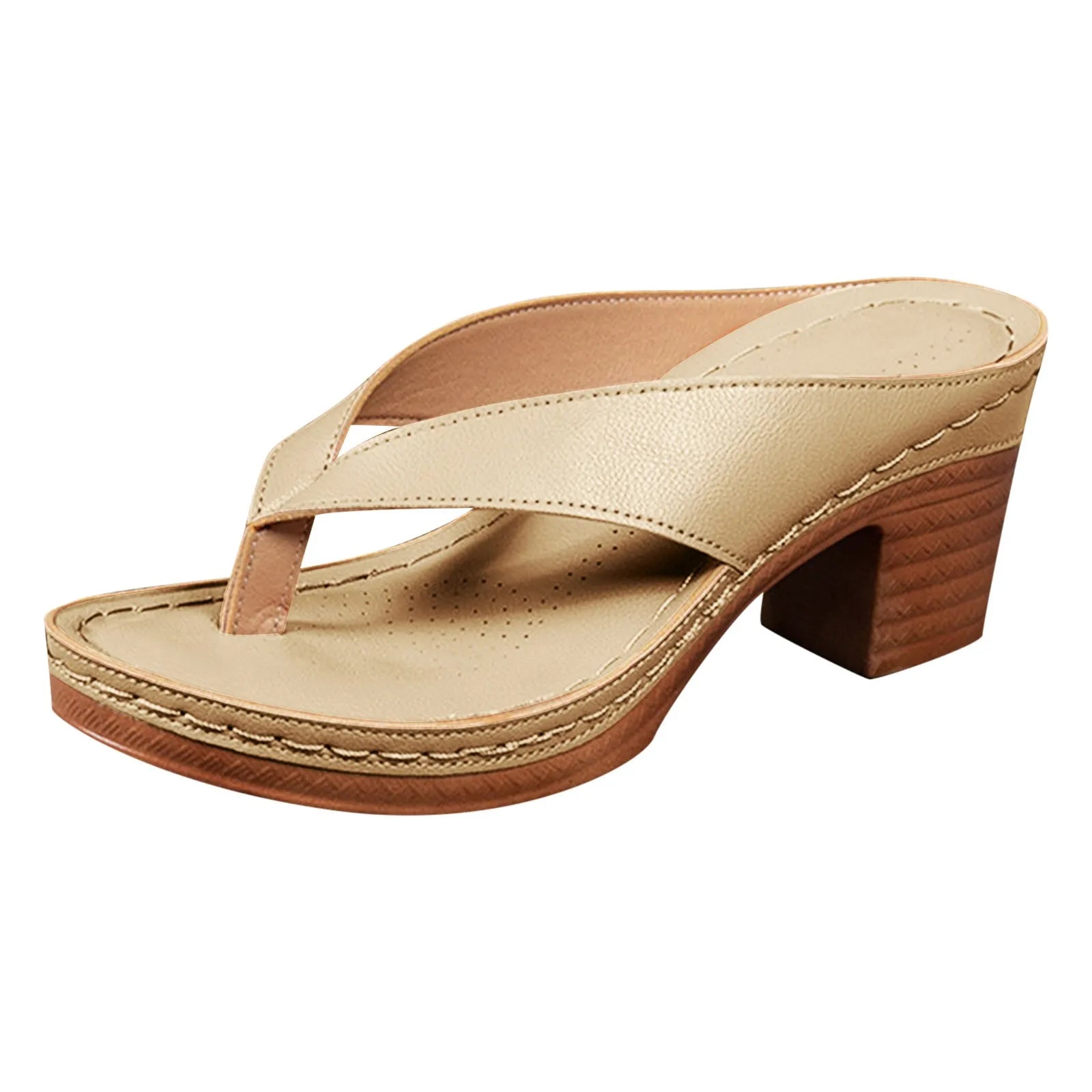 Comfortable Chunky High Heel Flip Flops