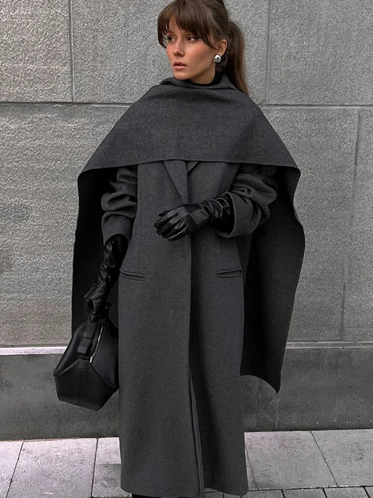 Oversized Scarf Collar Overcoat