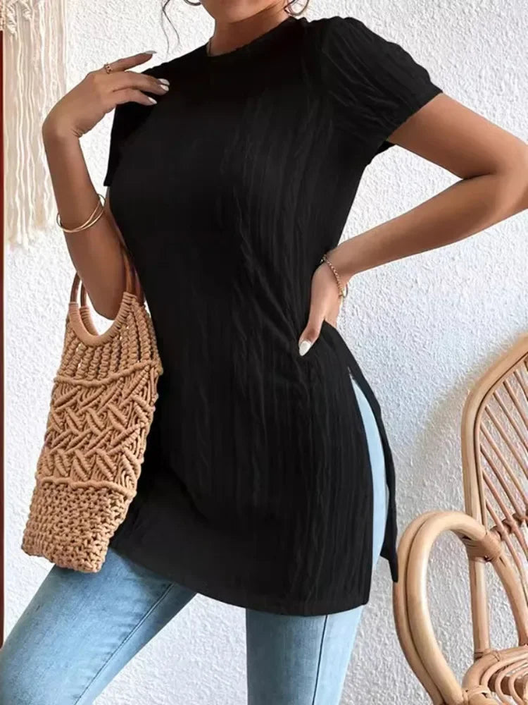 Solid Color Pleated Top
