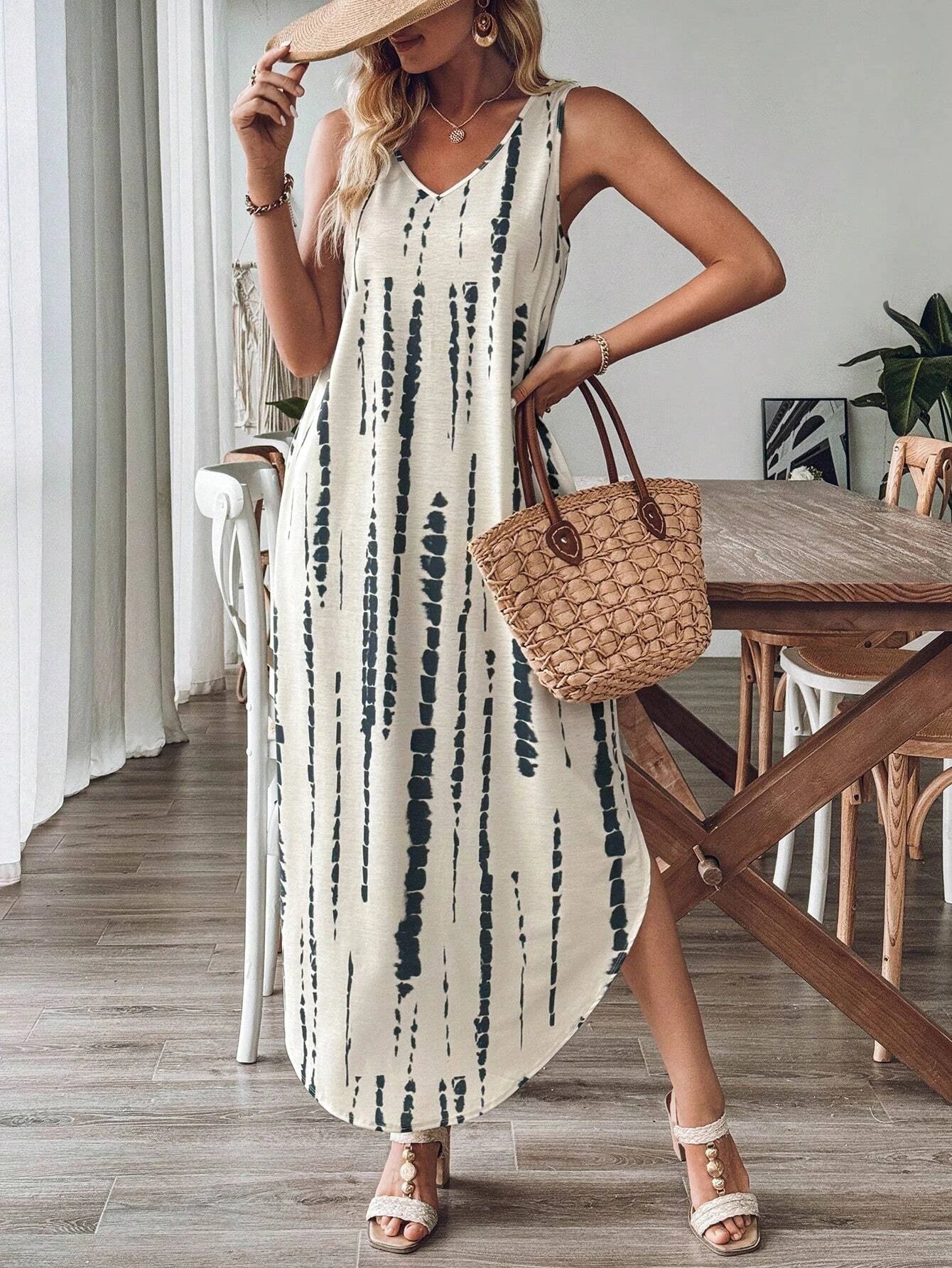 Sleeveless Casual Print Dress
