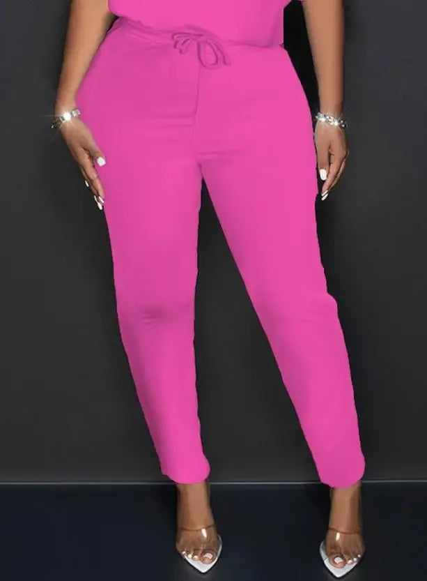 Women Shoulder Chain Drawstring Jumpsuit