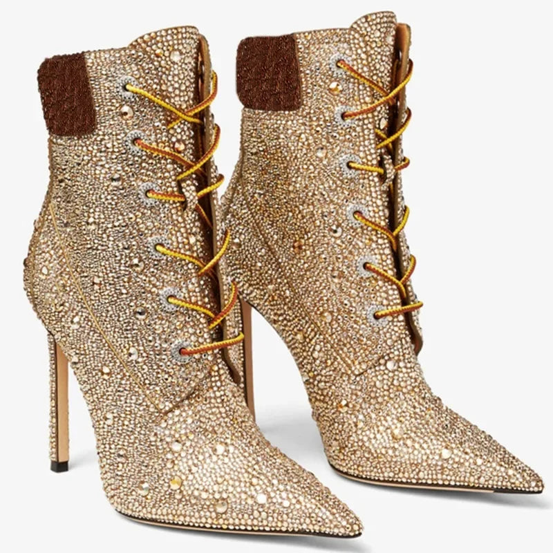 Gold Mixed Color Ankle Boots