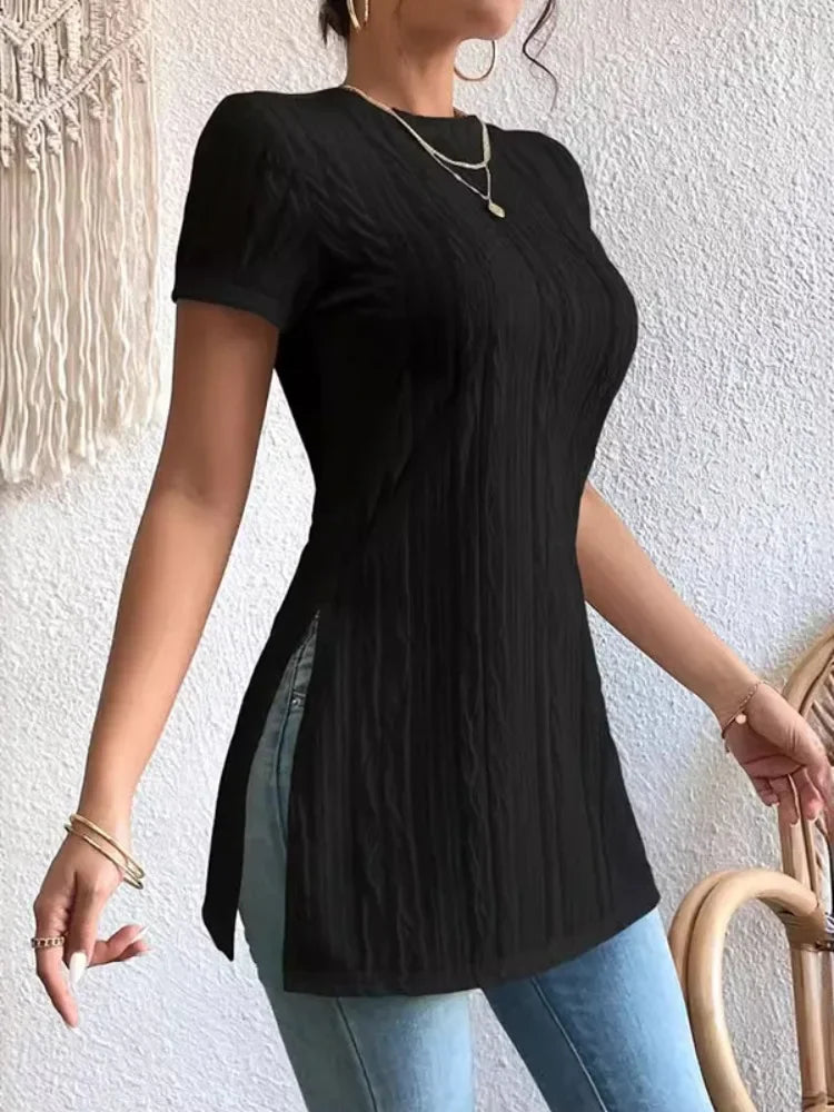 Solid Color Pleated Top