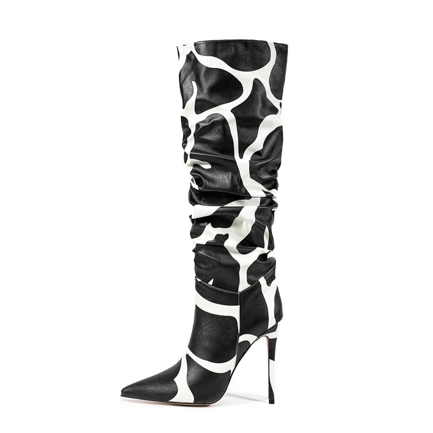 Print Pattern Knee High Boots