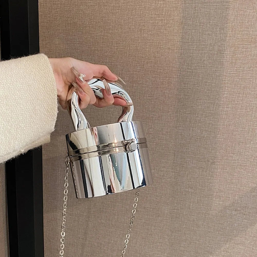 Silver and Gold Box Handbag