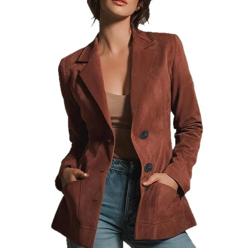 Suede Notched Collar Jacket