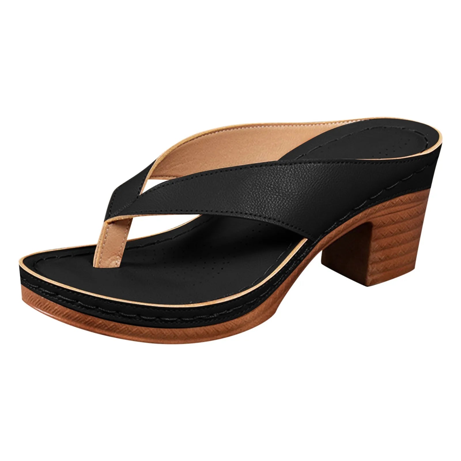 Comfortable Chunky High Heel Flip Flops