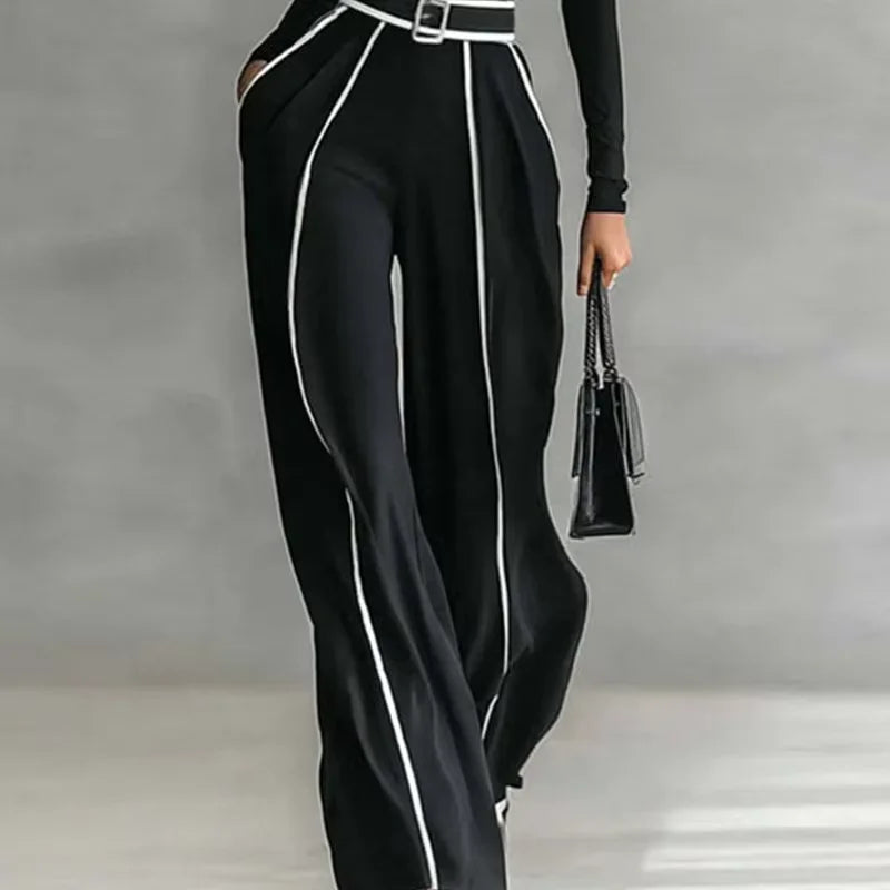 Striped Pullover Top & Wide Leg Trouser Set