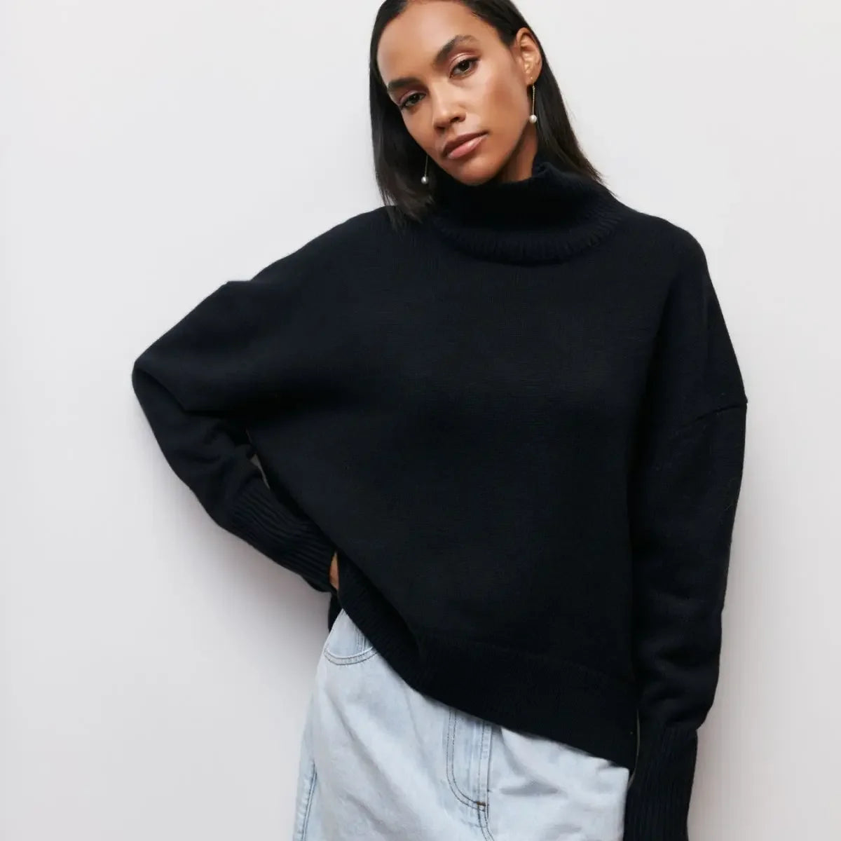 Light Turtleneck Knit Sweater