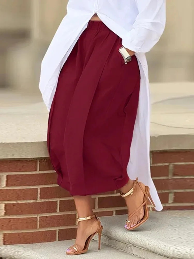 Cotton Blend Cropped Trousers