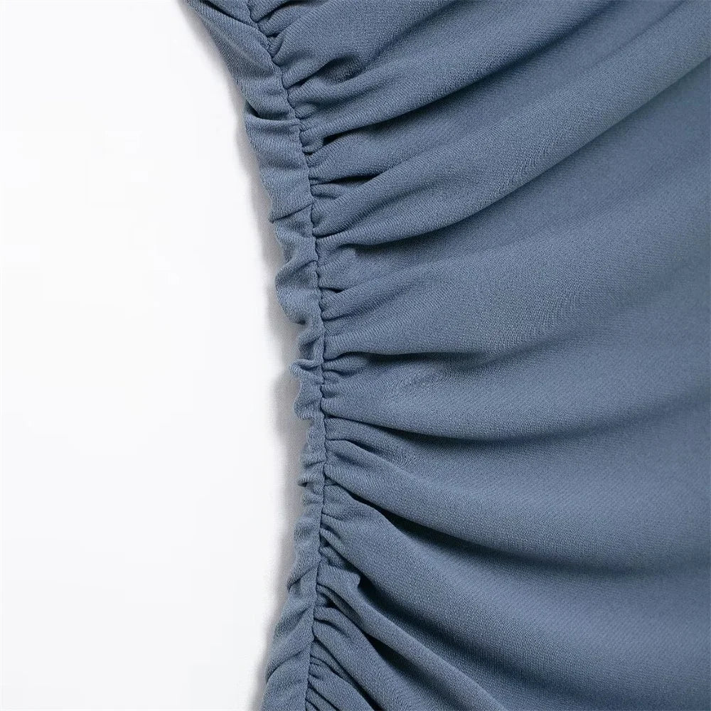 Round Neck Sleeveless Pleated Midi Dress