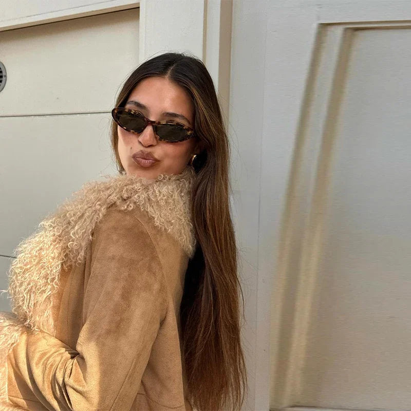 Elegant Faux Fur Patchwork Woolen Coat