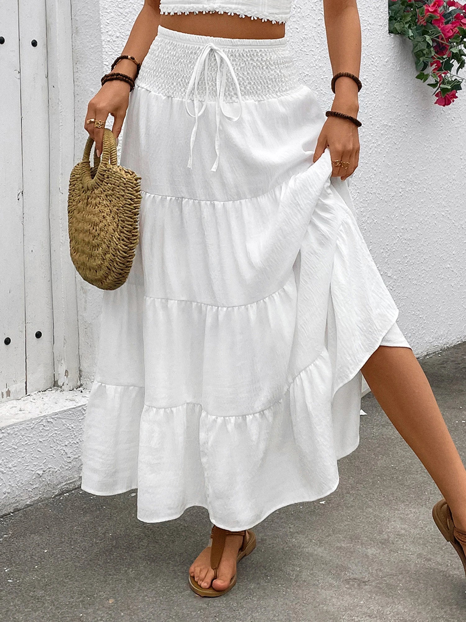 Ladies High-Waisted Skirt with Bohemian Flair