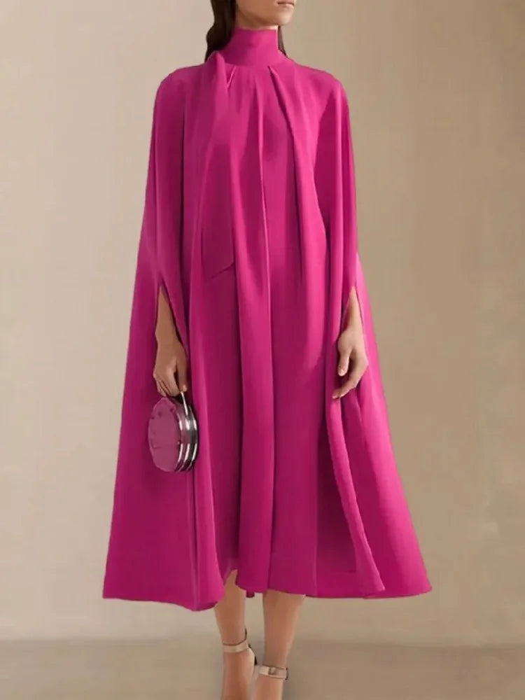 Evening Midi Dress Flare Sleeve