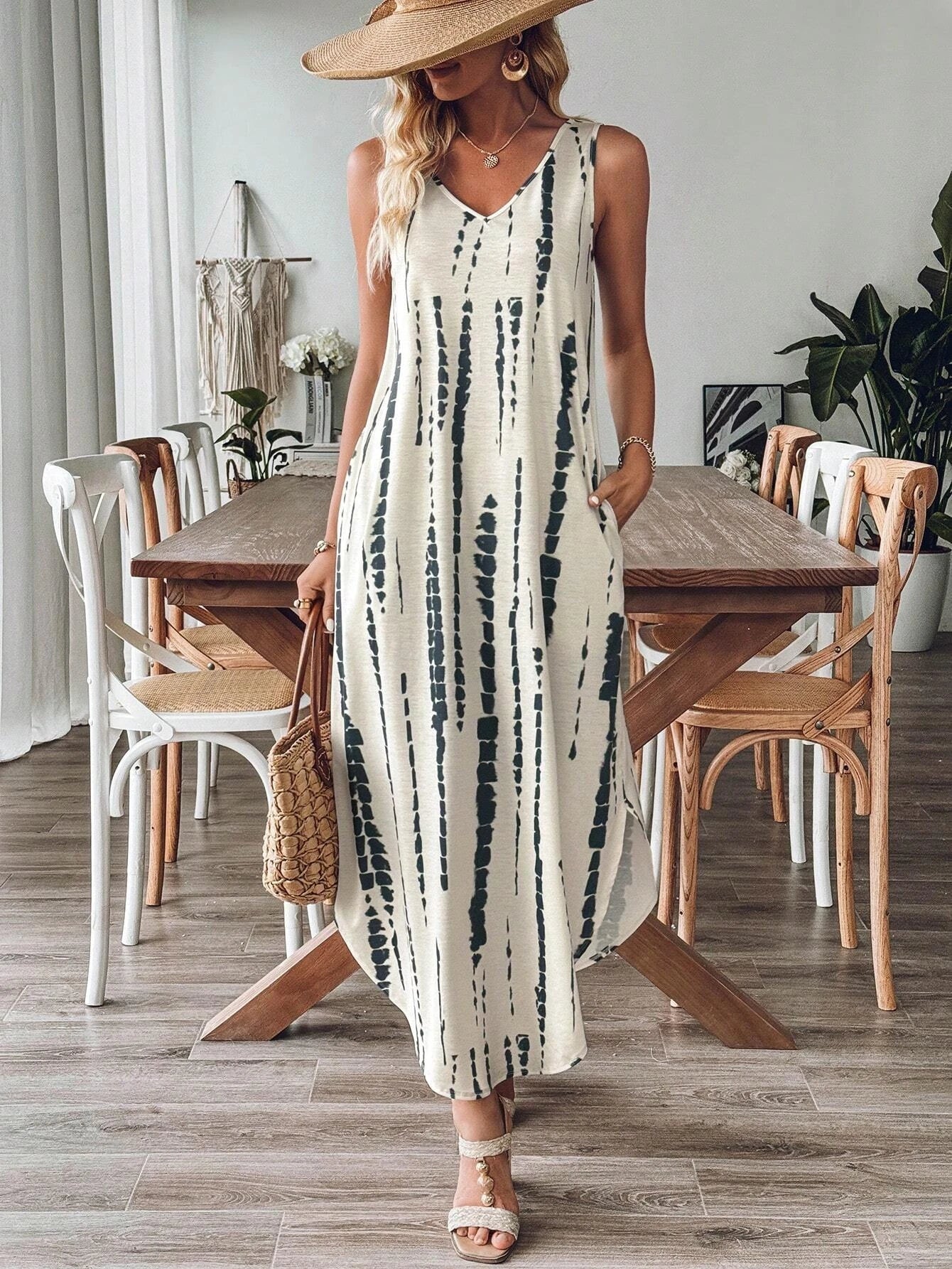 Sleeveless Casual Print Dress