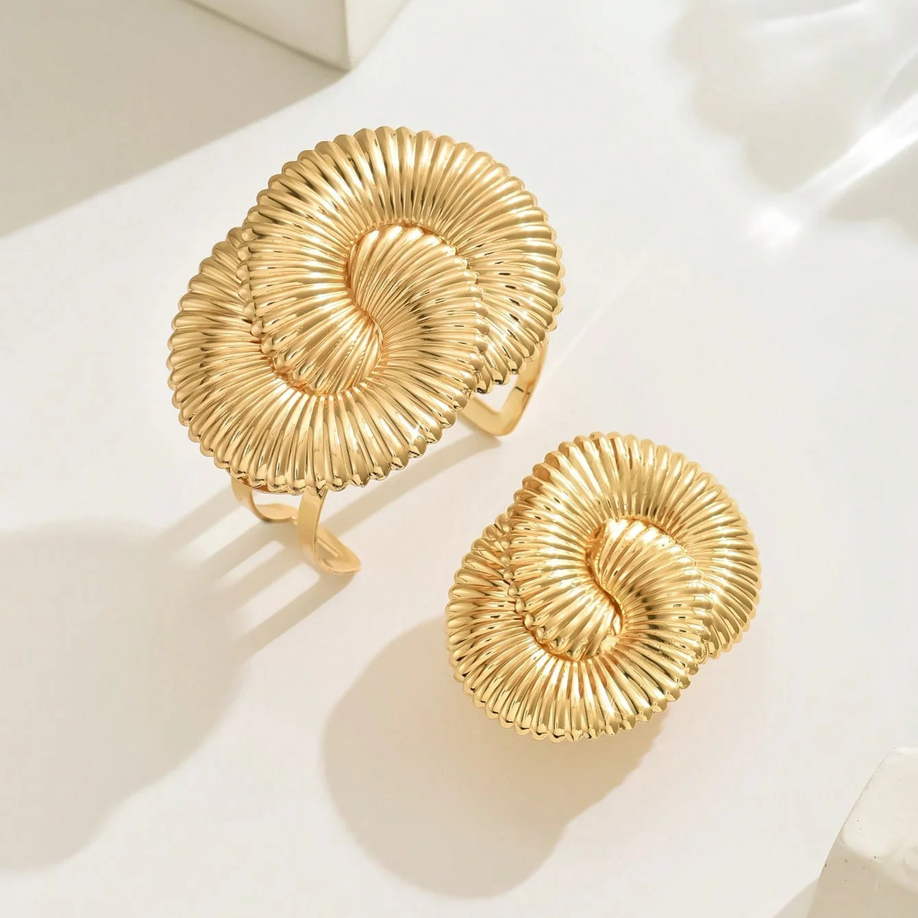 Gold Duo  Iron Bracelet and Ring, Combo