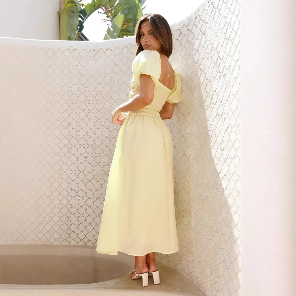 Hollow Out Vacation Style Mid Length Dress