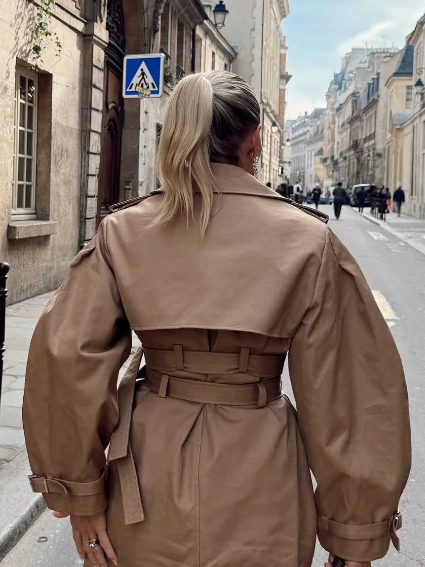 Autumn Vintage Hooded  Stand Collar Coat