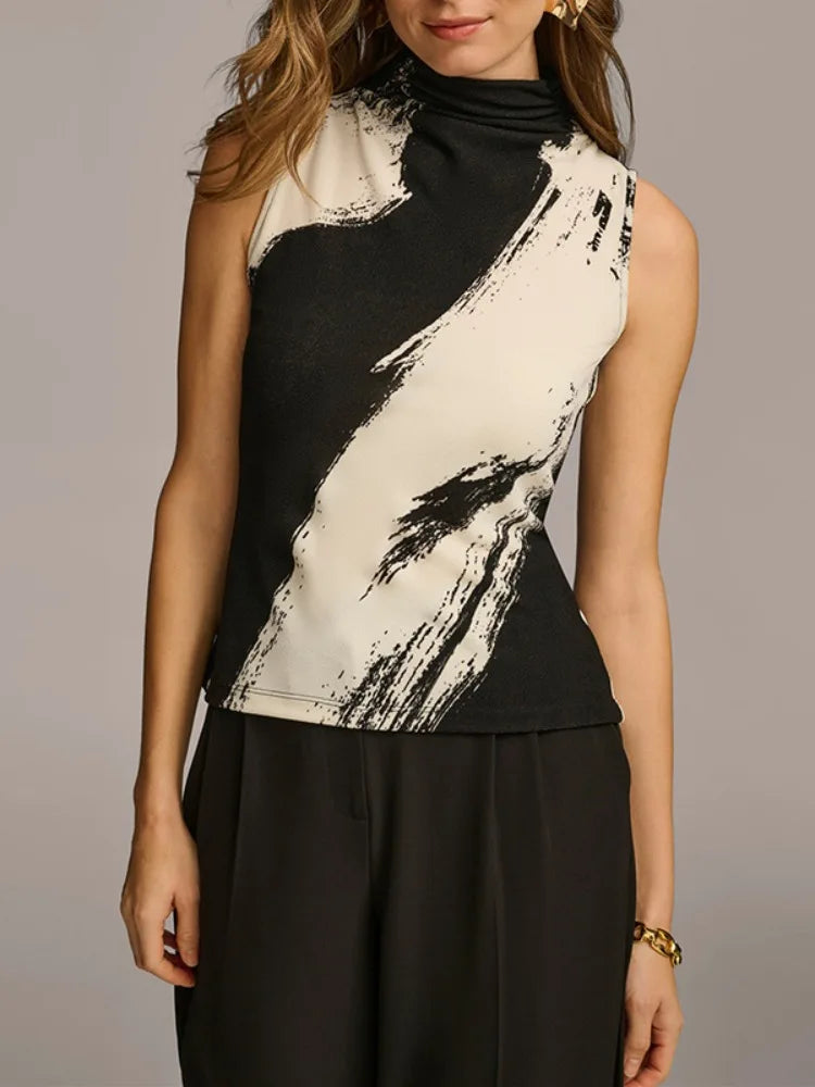 Women's Sleeveless High Neck Vest Tops