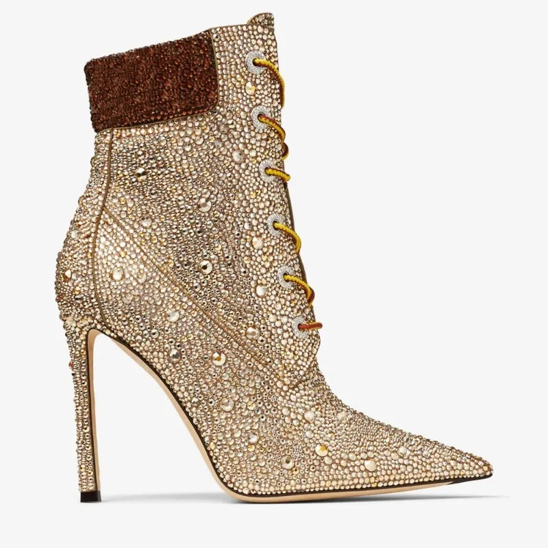 Gold Mixed Color Ankle Boots