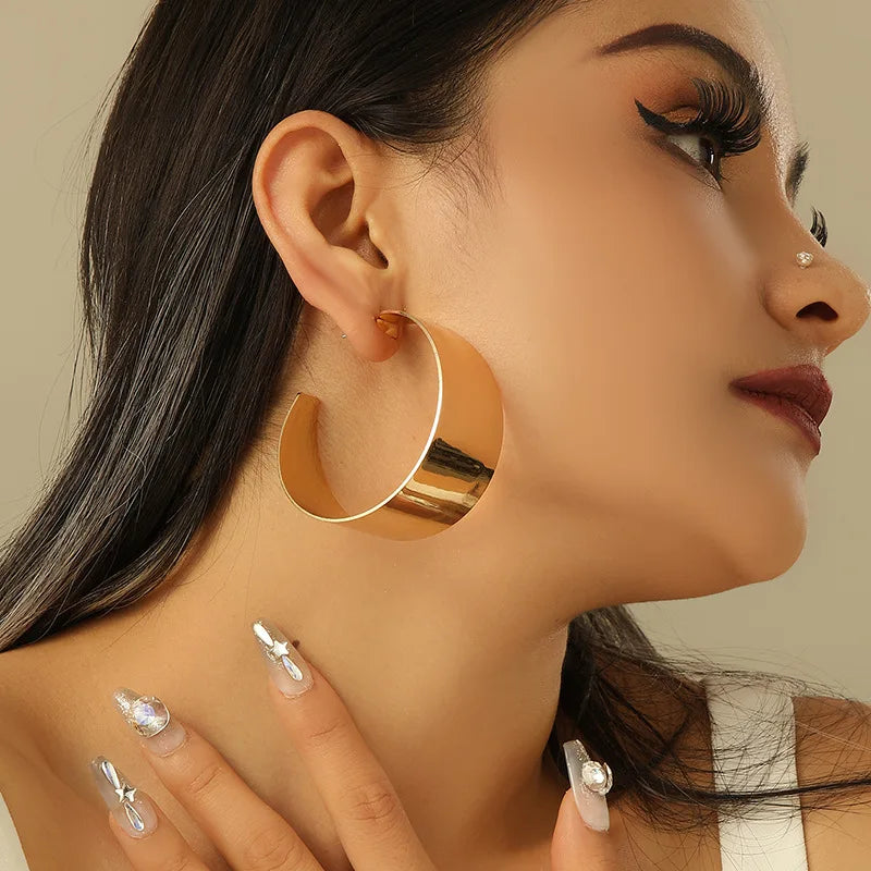 Chic Hollow Gold Color Hoop Earrings
