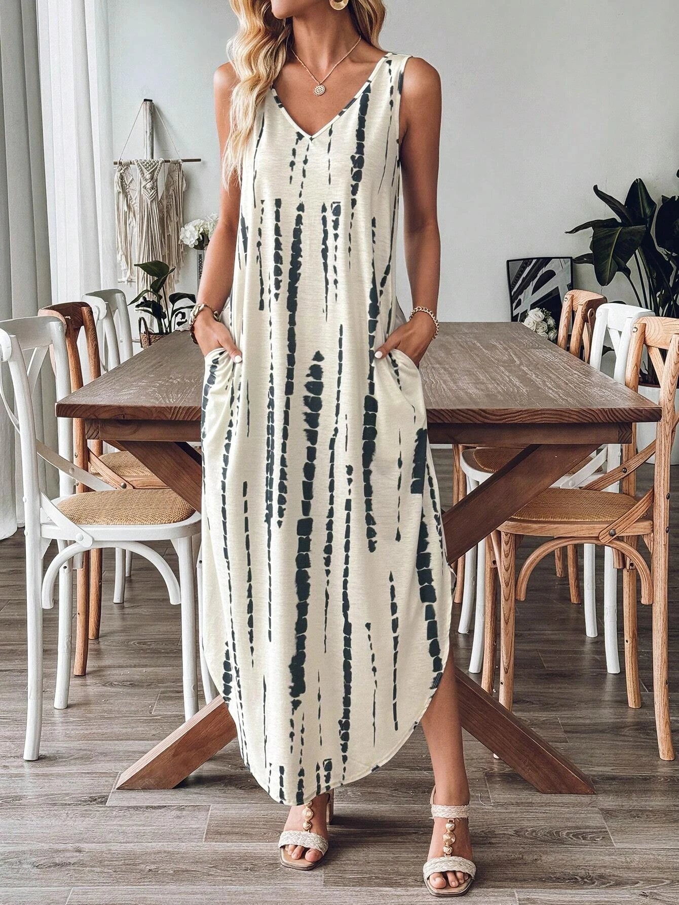 Sleeveless Casual Print Dress