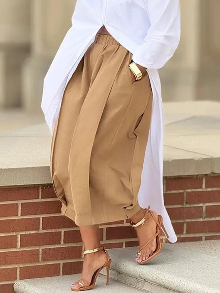 Cotton Blend Cropped Trousers