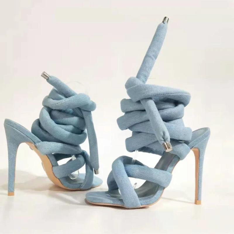 Square Toe Tie Up Sandals