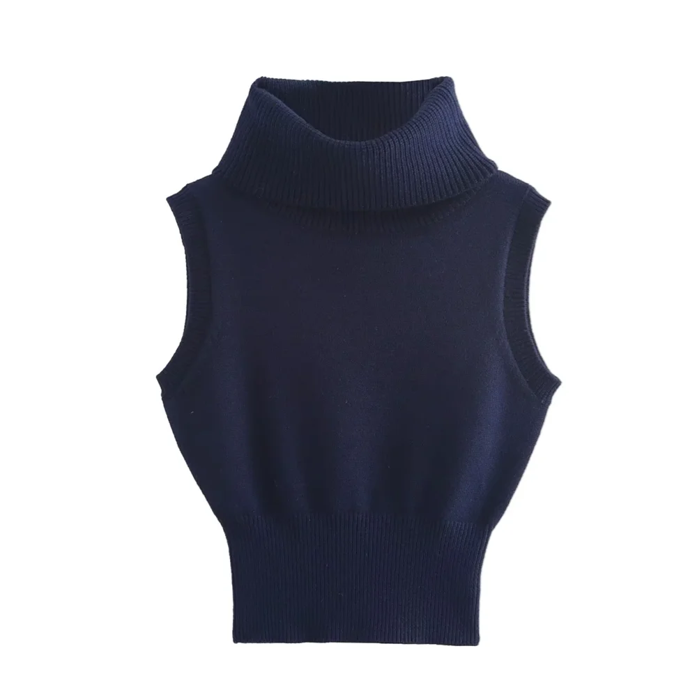 Solid Color Stand Up Collar Sleeveless Shirt