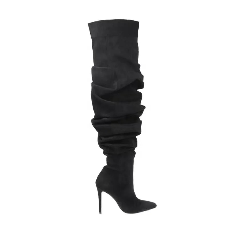 Denim Slouch Over The Knee Heels