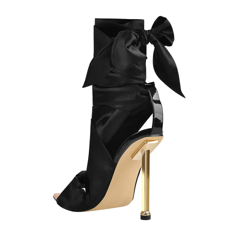 Satin Lace Up Gladiator Stilettos High Heel