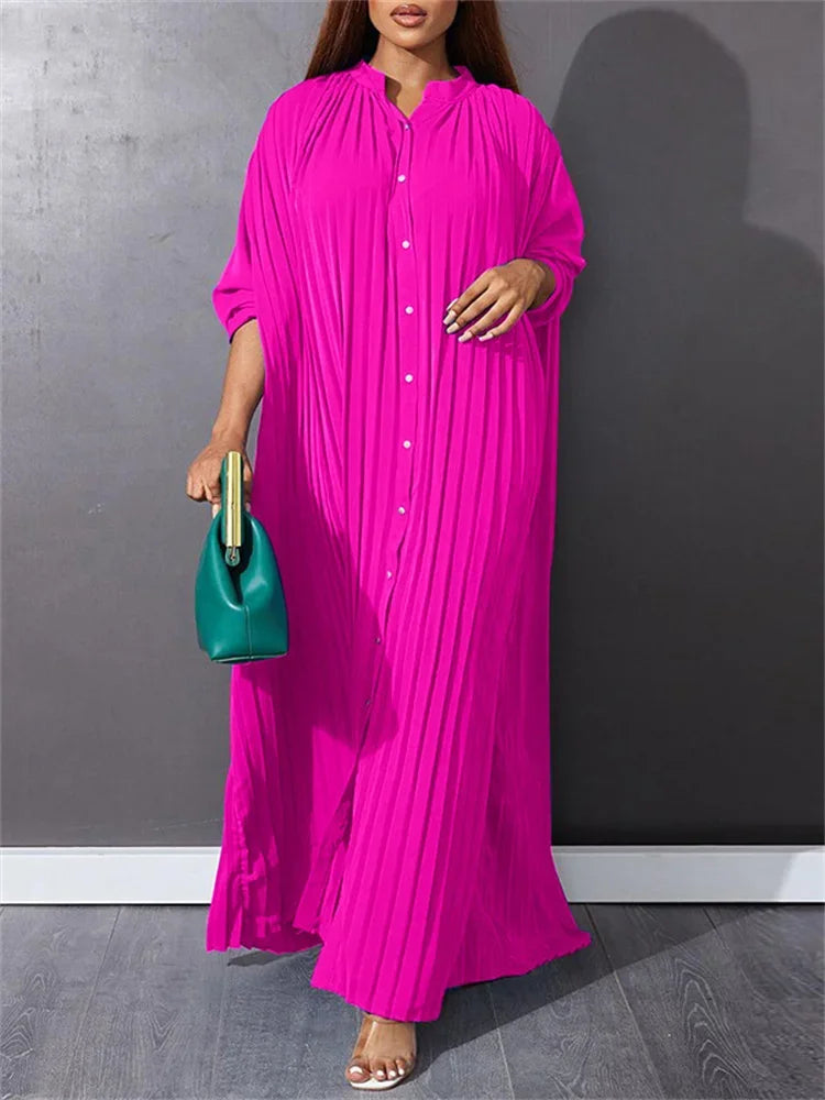 Solid Draped Maxi Dress