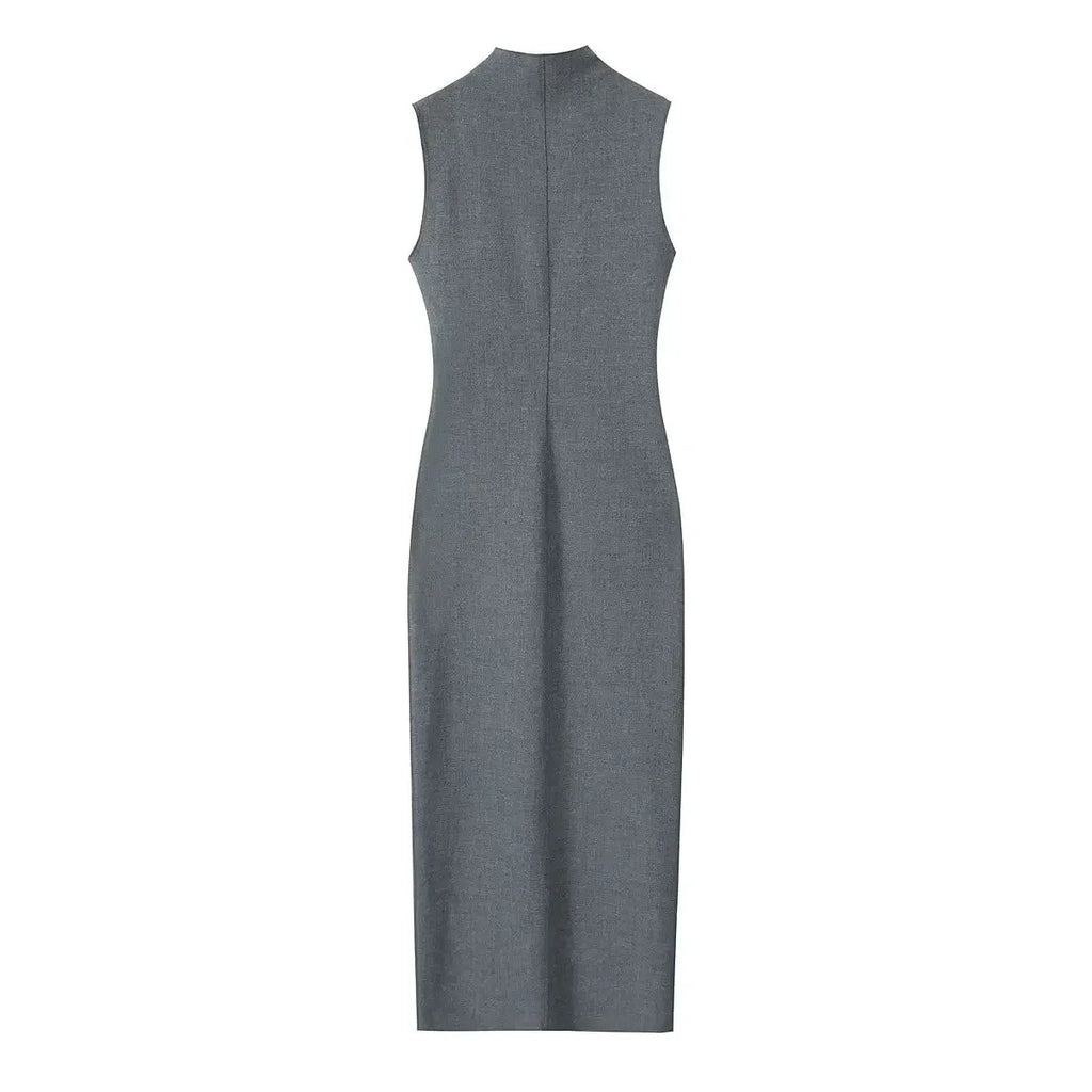Gray Slit Midi Dress