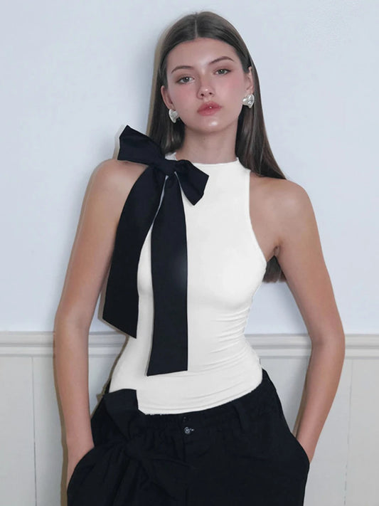 Sleeveless Bow Tie Top