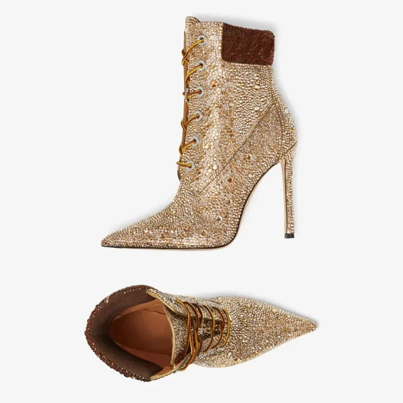 Gold Mixed Color Ankle Boots