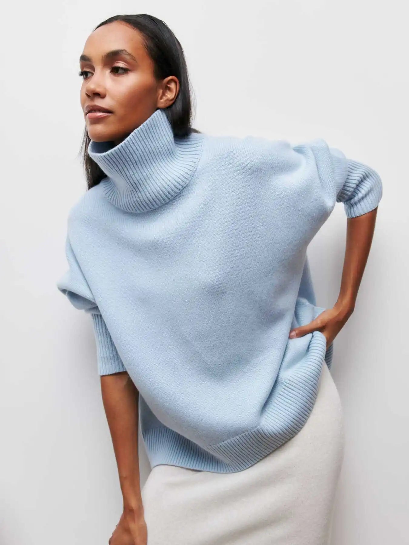 Light Turtleneck Knit Sweater