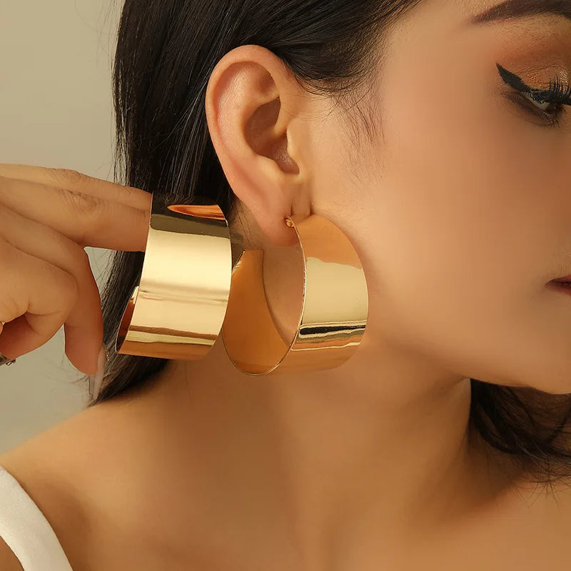 Chic Hollow Gold Color Hoop Earrings