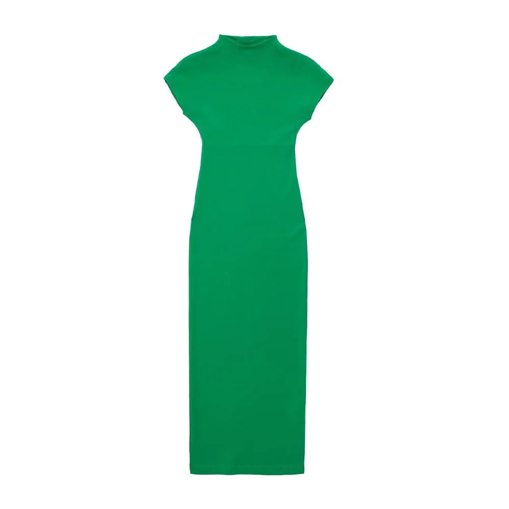 Fitted Short Sleeve Midi Dress
