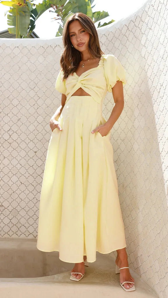 Hollow Out Vacation Style Mid Length Dress