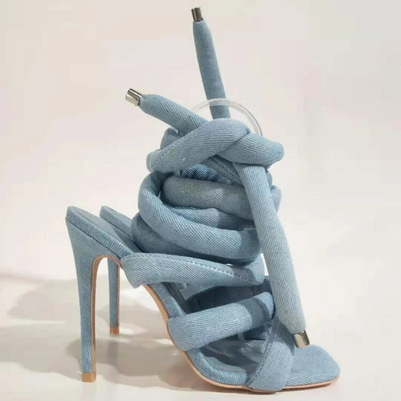 Square Toe Tie Up Sandals