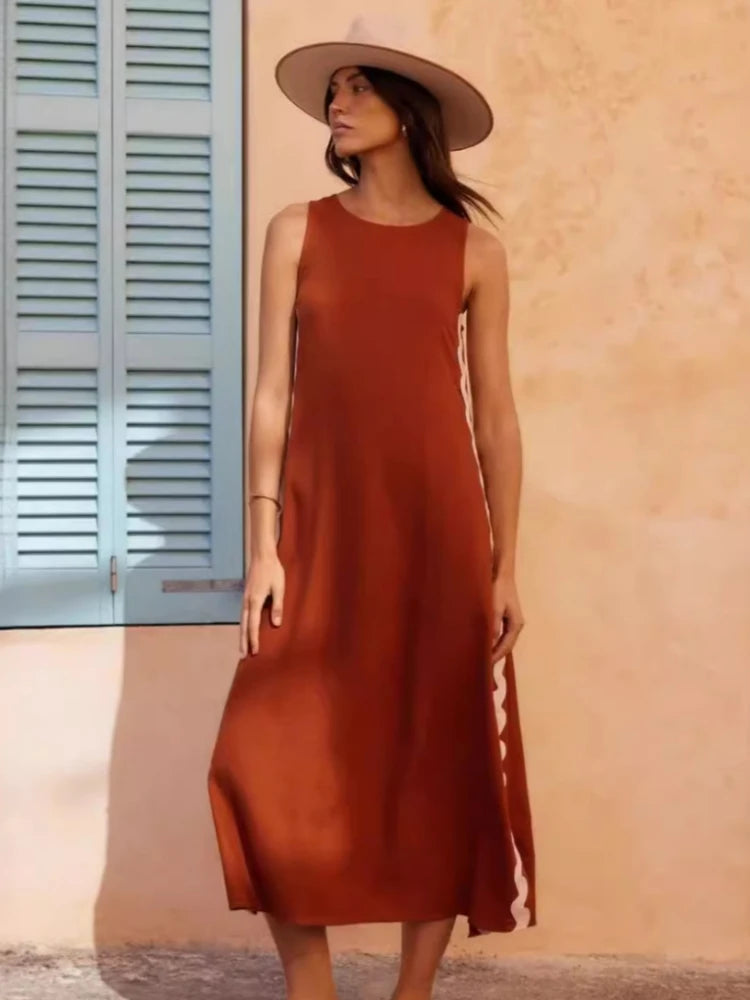 Sleeveless Patchwork Midi Dress