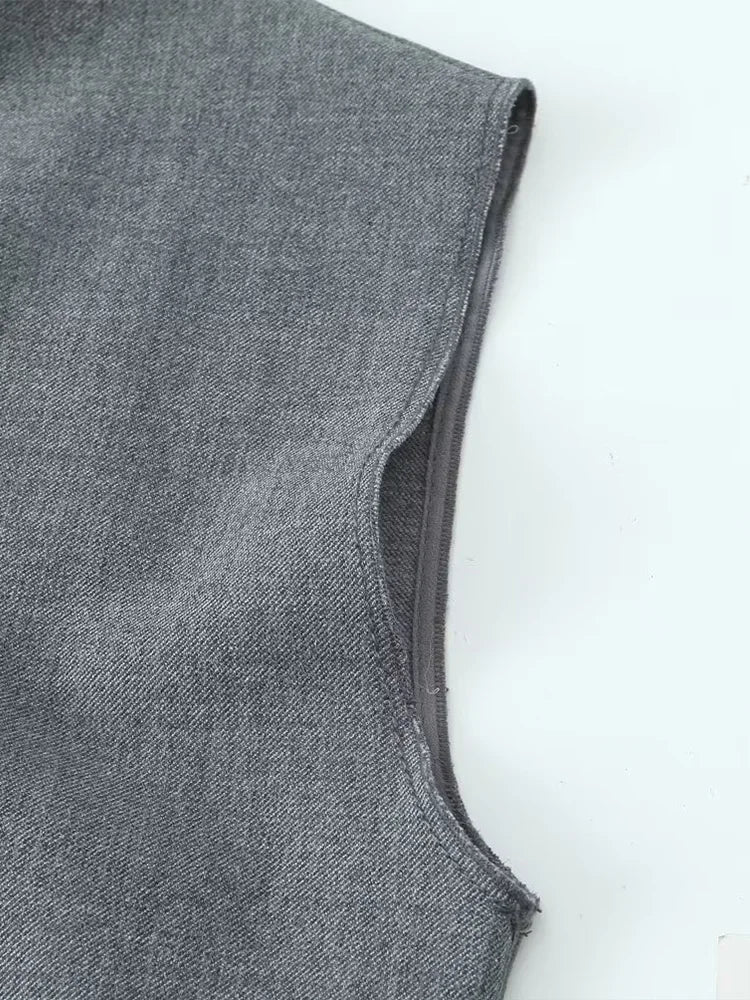 Gray Slit Midi Dress